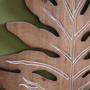 Split Leaf Philodendron Wood Wall Decor