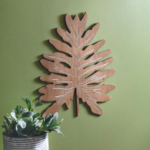 Split Leaf Philodendron Wood Wall Decor