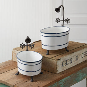 Set of Two Striped Bathtub Containers