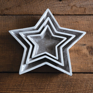 Set of Three Americana Concrete Star Trays