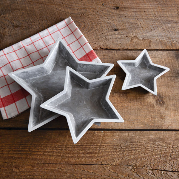 Set of Three Americana Concrete Star Trays