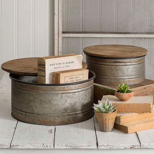 Set of Two Bins with Lids - D&J Farmhouse Collections