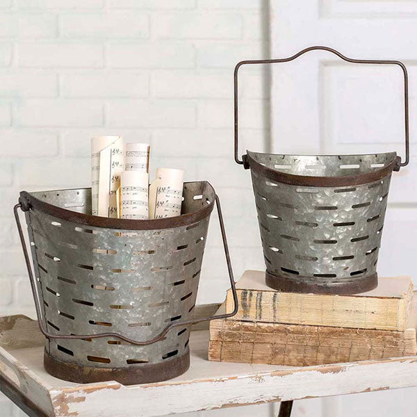 Set of Two Olive Buckets - D&J Farmhouse Collections