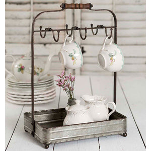 Tabletop Mug Rack with Tray - D&J Farmhouse Collections