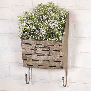 Perforated Wall Caddy with Hooks - D&J Farmhouse Collections