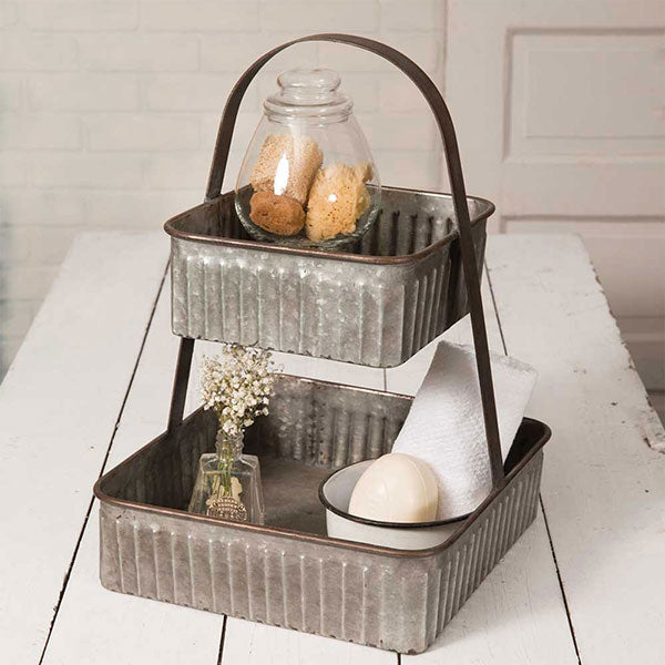 Two-Tiered Corrugated Square Tray - D&J Farmhouse Collections
