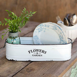 Flowers and Garden Long White Bin - D&J Farmhouse Collections