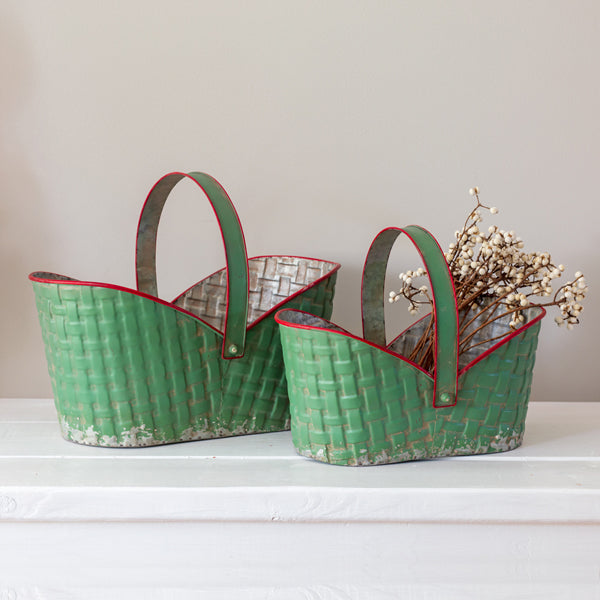 Set of Two Holiday Metal Baskets - D&J Farmhouse Collections