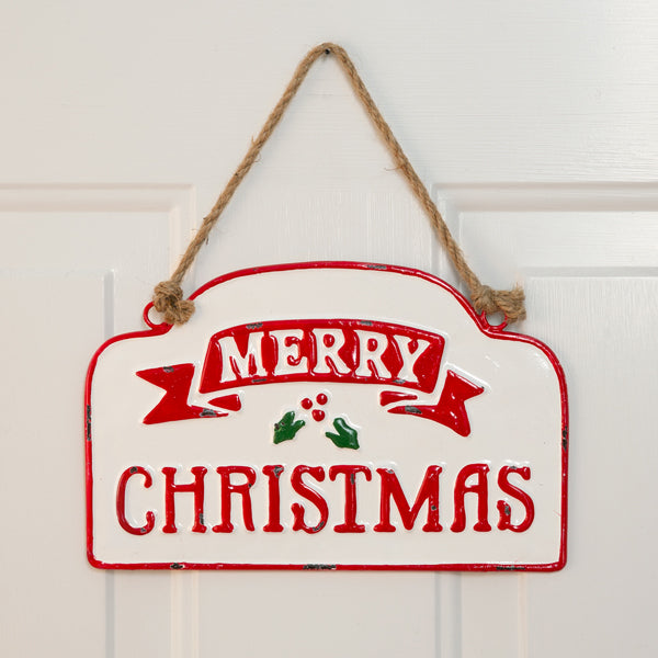 Merry Christmas Hanging Metal Wall Sign - D&J Farmhouse Collections