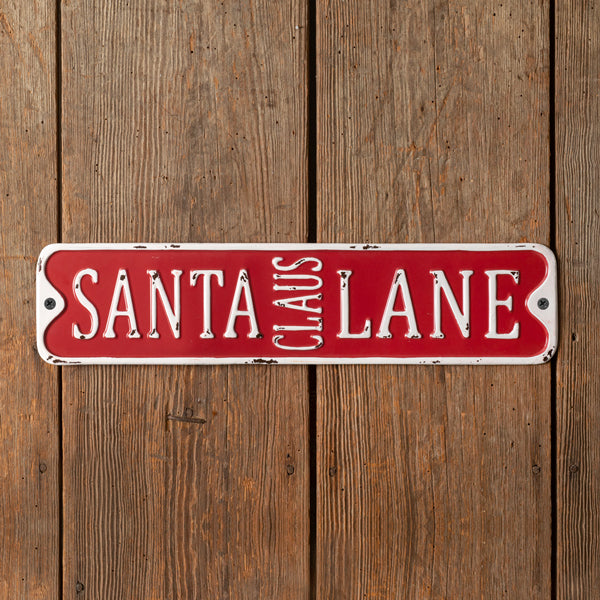 Santa Claus Lane Metal Wall Sign