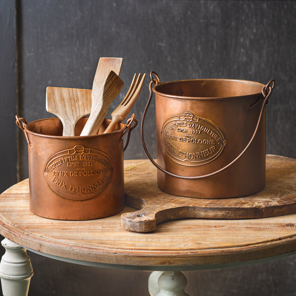 Set of Two Copper Buckets - D&J Farmhouse Collections