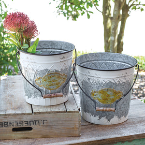 Set of Two Flowers & Garden Buckets with Handle - D&J Farmhouse Collections