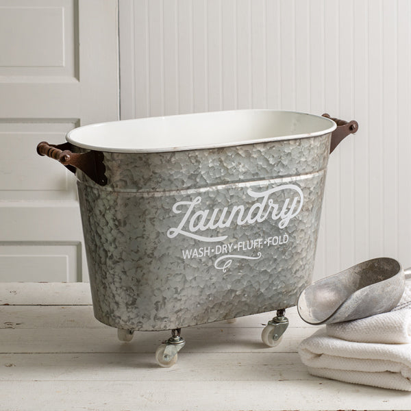 Rolling Oval Laundry Bin - D&J Farmhouse Collections