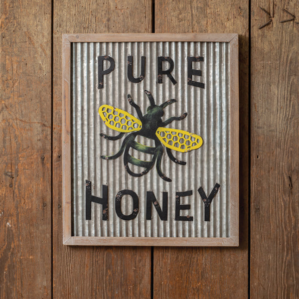 Pure Honey Wood and Metal Wall Sign - D&J Farmhouse Collections