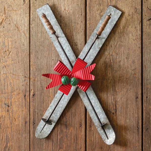 Skis and Poles Holiday Wall Decor - D&J Farmhouse Collections