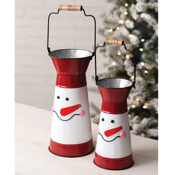 Set of Two Snowman Containers with Handles - D&J Farmhouse Collections