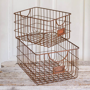 Set of Two Copper Finish Storage Baskets - D&J Farmhouse Collections