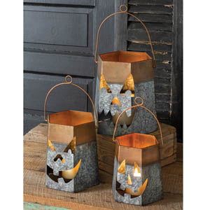 Set of Three Jack-O'-Lantern Luminaries - D&J Farmhouse Collections