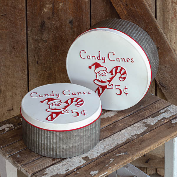 Set of Two Candy Cane Storage Rounds - D&J Farmhouse Collections