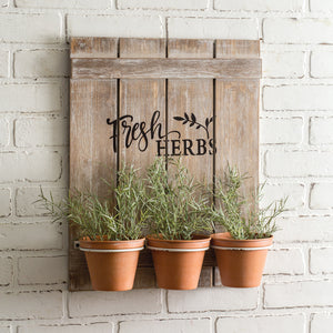Wooden Fresh Herbs Sign with Three Pots - D&J Farmhouse Collections