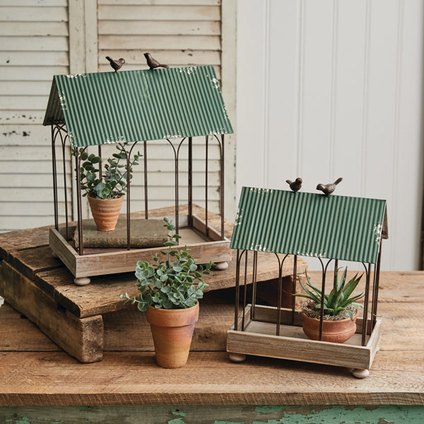 Set of Two Green Roof Terrariums - D&J Farmhouse Collections