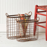 Set of Two Copper Finish Oval Baskets - D&J Farmhouse Collections