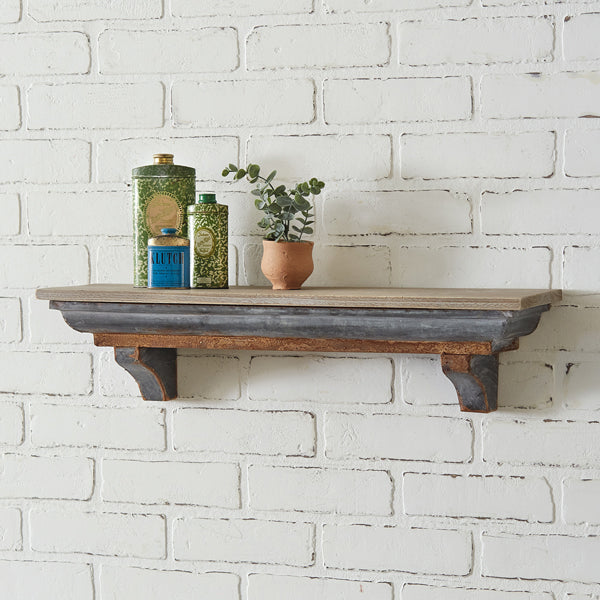 Rustic Wood and Metal Shelf - D&J Farmhouse Collections