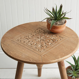Mishka Carved Wood Stool - D&J Farmhouse Collections