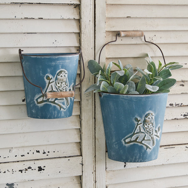 Set of Two Half Round Bucket Planters