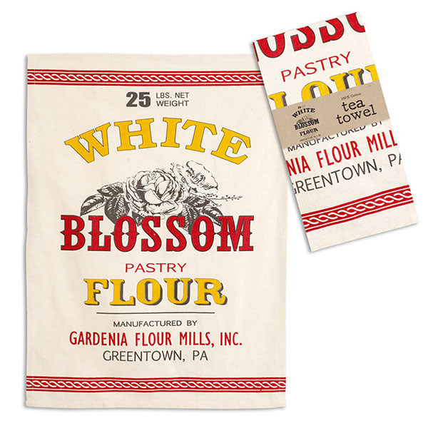 White Blossom Flour Tea Towel - Box of 4 - D&J Farmhouse Collections
