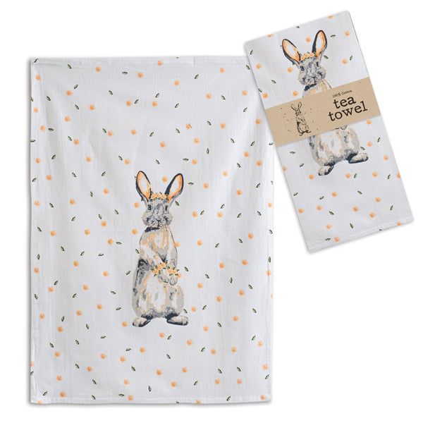 Bunny with Flowers Tea Towel - Box of 4 - D&J Farmhouse Collections