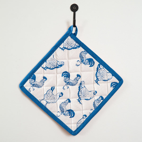 Blue and White Chickens Pot Holder - Box of 4 - D&J Farmhouse Collections