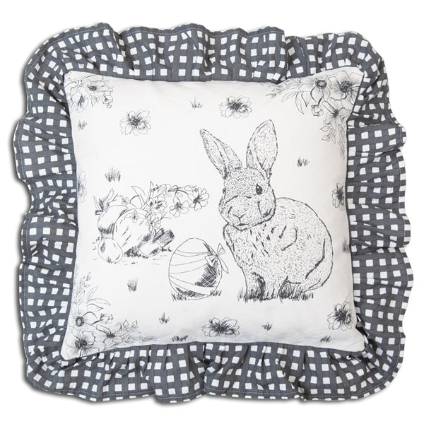 Black and White Bunny Throw Pillow - D&J Farmhouse Collections
