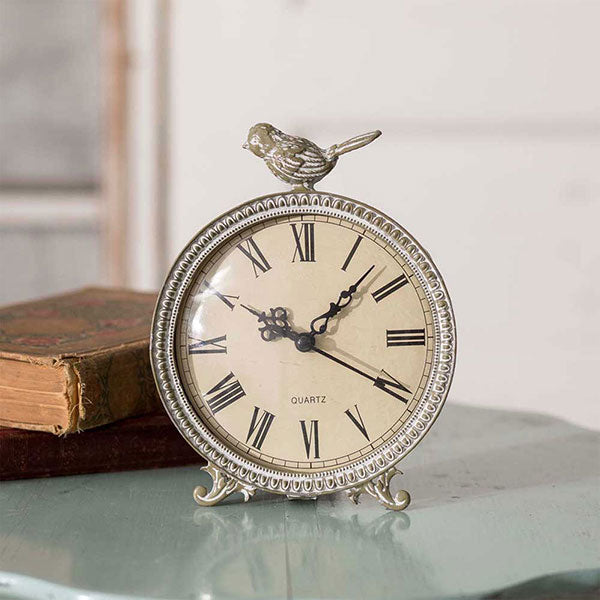 Perched Songbird Tabletop Clock - D&J Farmhouse Collections