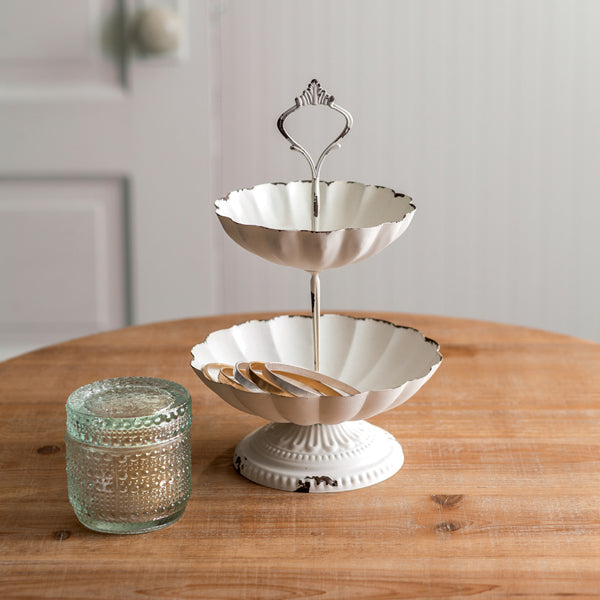 Mini Two-Tier Scalloped Tray - D&J Farmhouse Collections