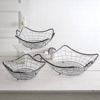 Set of Three French Country Wire Baskets