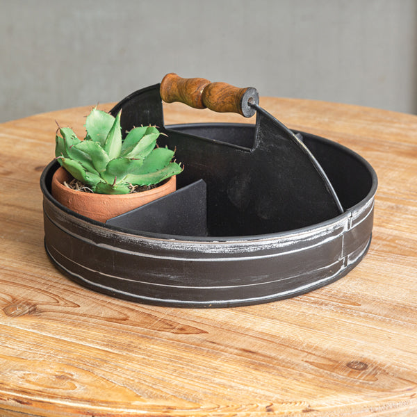 Divided Tray with Wood Handle - Black - D&J Farmhouse Collections