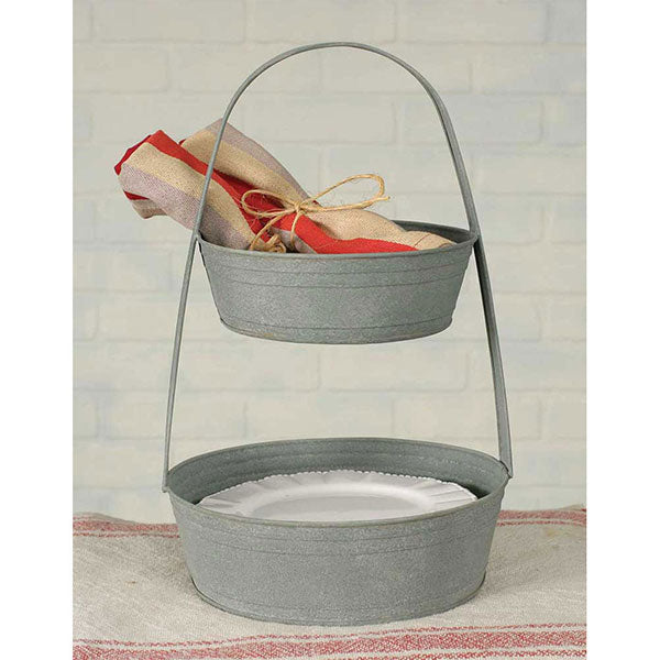 Two-Tier Metal Tote - Barn Roof - D&J Farmhouse Collections
