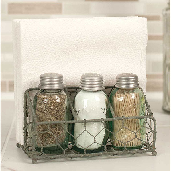 Chicken Wire Salt Pepper and Napkin Caddy - D&J Farmhouse Collections
