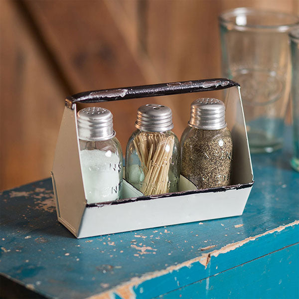 Toolbox Salt Pepper and Toothpick Caddy - White - D&J Farmhouse Collections