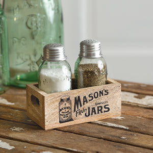 Mason's Jars Wooden Salt & Pepper Caddy - Box of 2 - D&J Farmhouse Collections